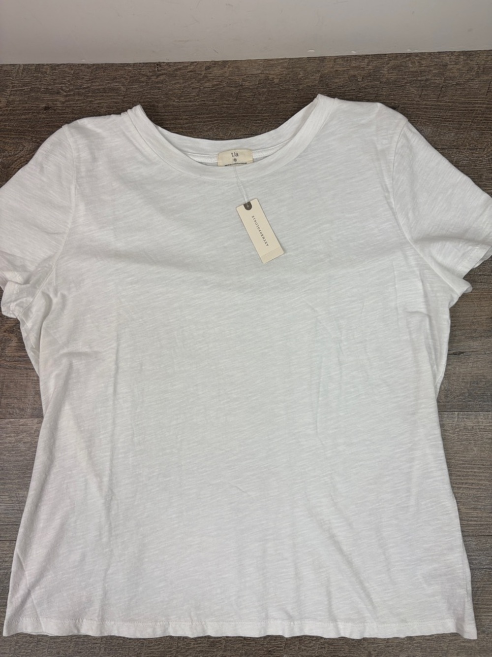 Anthro t.la Slub Cotton Tee White XL Made in USA Soft Basic Minimalist